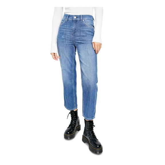 FREE PEOPLE Womens Blue Frayed Capri Jeans XS