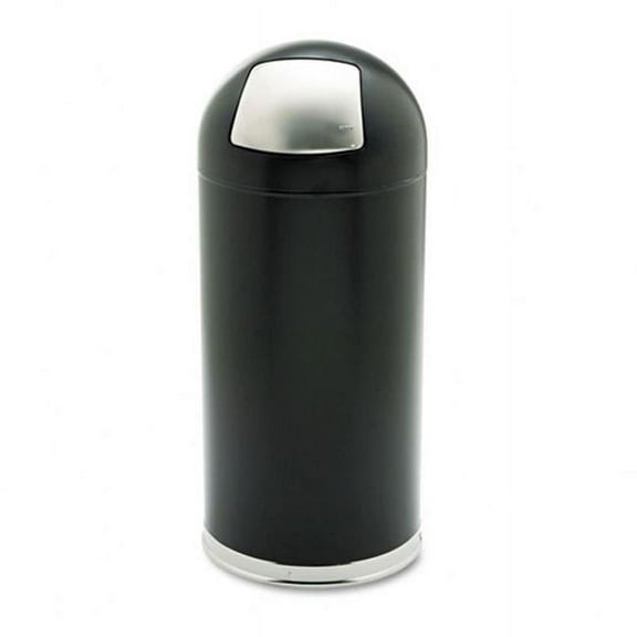 15 Gallon Dome Receptacle with Spring-Loaded Door in Black