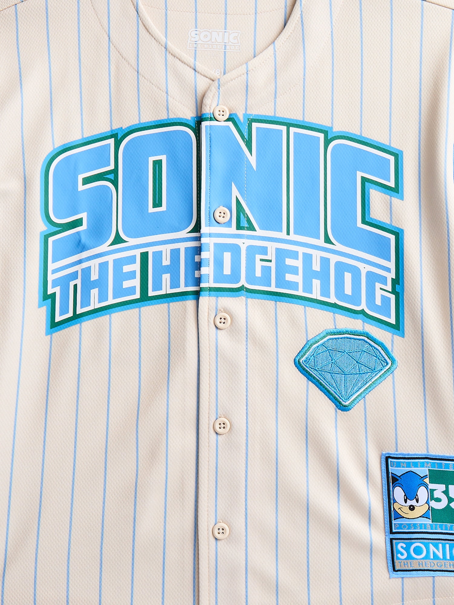 Sonic the Hedgehog Boys Graphic Baseball Button Down Jersey with Short Sleeves, Sizes 4-12