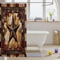 thumbnail image 3 of Manfei 3D Retro Stars Print Shower Curtain 72Wx84L,Boho Farmhouse Cabin Bathroom Shower Curtain,Cream Brown, 3 of 5