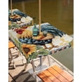 thumbnail image 2 of Fsddascl Retro Rooster Outdoor Tablecloth - 54x54 Inch Square Dining Table Cover, Sunflower Animals Checkered Farmhouse Waterproof Outdoor Table Cloth with Umbrella Hole & Zipper for Picnic/Patio, 2 of 7