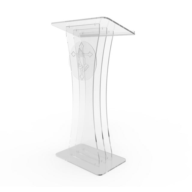 Loquet en Acrylique Transparent Lucite Podium Pulpit avec Logo Mains de Prière