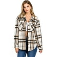 thumbnail image 2 of Love Tree Women's Oversize Plaid Button Down Shirt Coat Shacket  (Small, Black), 2 of 4