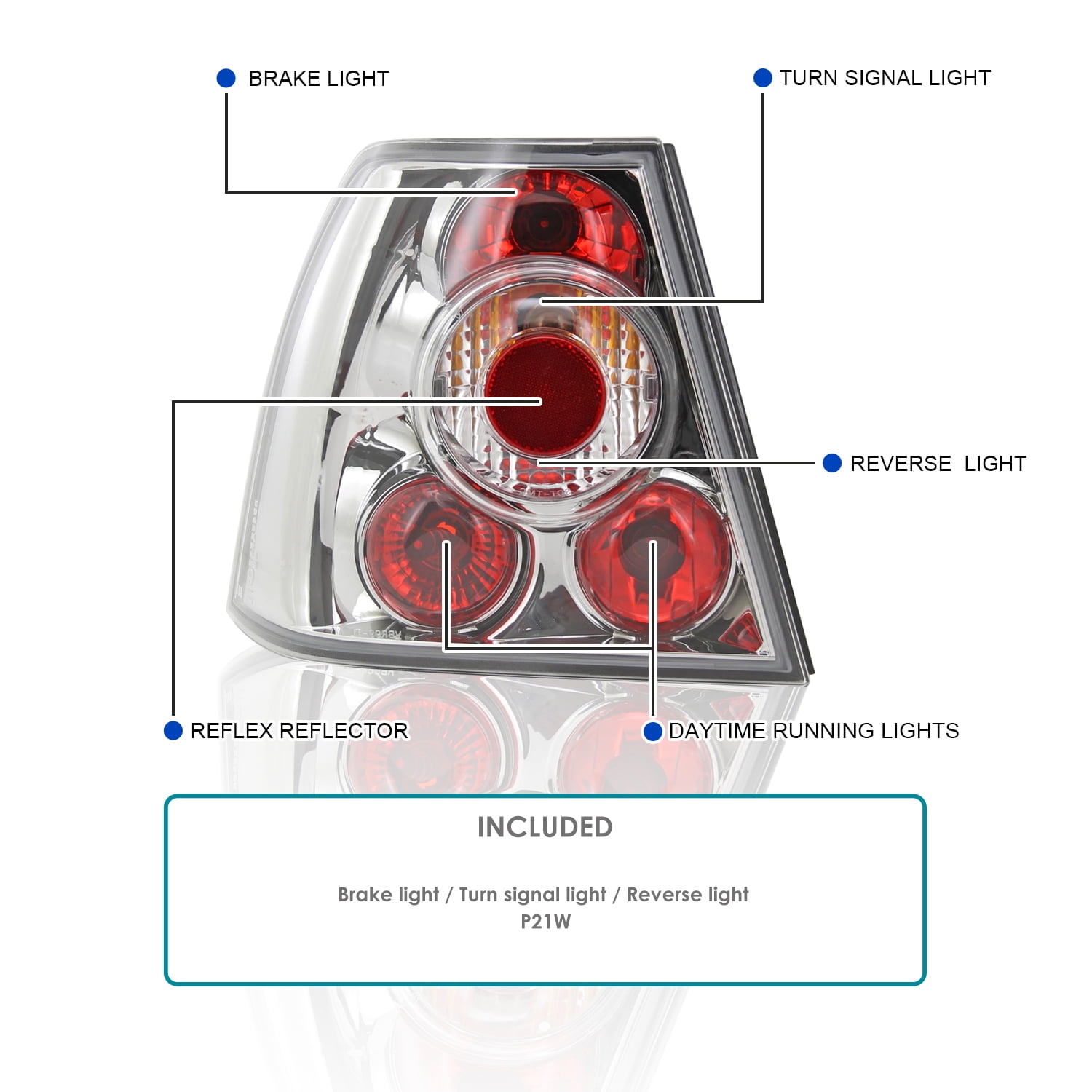 Spec-D Tuning Chrome Housing Clear Lens Tail Lights Compatible