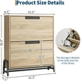 thumbnail image 2 of Shoe Storage Cabinet with 2 Flip Drawers, Freestanding Narrow Shoe Organizer with Adjustable Shelf & Metal Legs for Entryway, Hallway, Living Room, Oak, 2 of 9