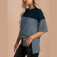 thumbnail image 4 of Patlollav Womens Tshirts Under $10, Women's Summer Round Neck Shirt Fashion Versatile Casual Color Block Short-Sleeve Blouse, 4 of 6