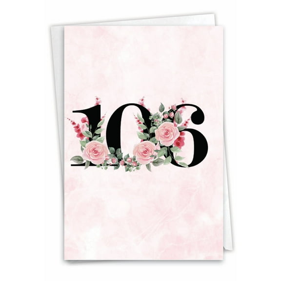 NobleWorks 106th Milestone Birthday Greeting Card with 5 x 7 Inch Envelope (1 Card) Floral Age 106 C8272MBG