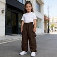 thumbnail image 5 of CUZIBR Kids Cargo Pants With Multiple Pockets For Boys Unisex Elastic Waist Drawstring Adjustable Loose Baggy Casual Trousers Street Hip Hop Daily Wear,Brown,7-8 Years, 5 of 7