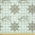 thumbnail image 2 of Ambesonne Ocean Life Fabric by the Yard Microfiber, Nautical Shark and Ship, 1 Yard, White Caramel, 2 of 2