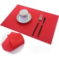 thumbnail image 4 of Placemats Vinyl Washable Table Mats Elegant Non-Slip Placemats for Dinner Table Set of 4 (Red), 4 of 6