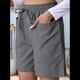 thumbnail image 4 of Pantalones Cortos Casuales Omen con Cordón Ajustable, Cintura Elástica, Cómodos, de Verano, con Bolsillos, Gris, Talla M, 4 of 7
