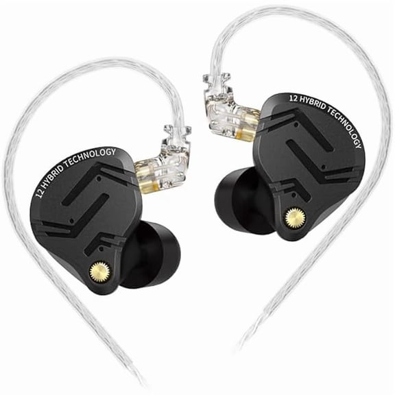 ZS12 PRO X in Ear Monitor IEM Headphones,1DD+5BA Hybrid Wired Gaming Earbuds,KZ in Ear Monitor Gaming Earbuds Earphones,in Ear Headphones with 2PIN Cable for Audiophile (Dark Black, NO Microphone)