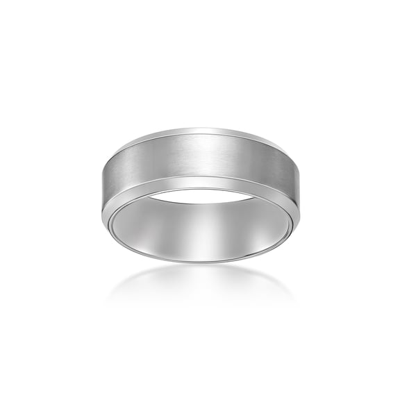 Lavari Jewelers Stainless Steel 8MM Thick Beveled Edge Wedding Band Ring for Men - Size 10