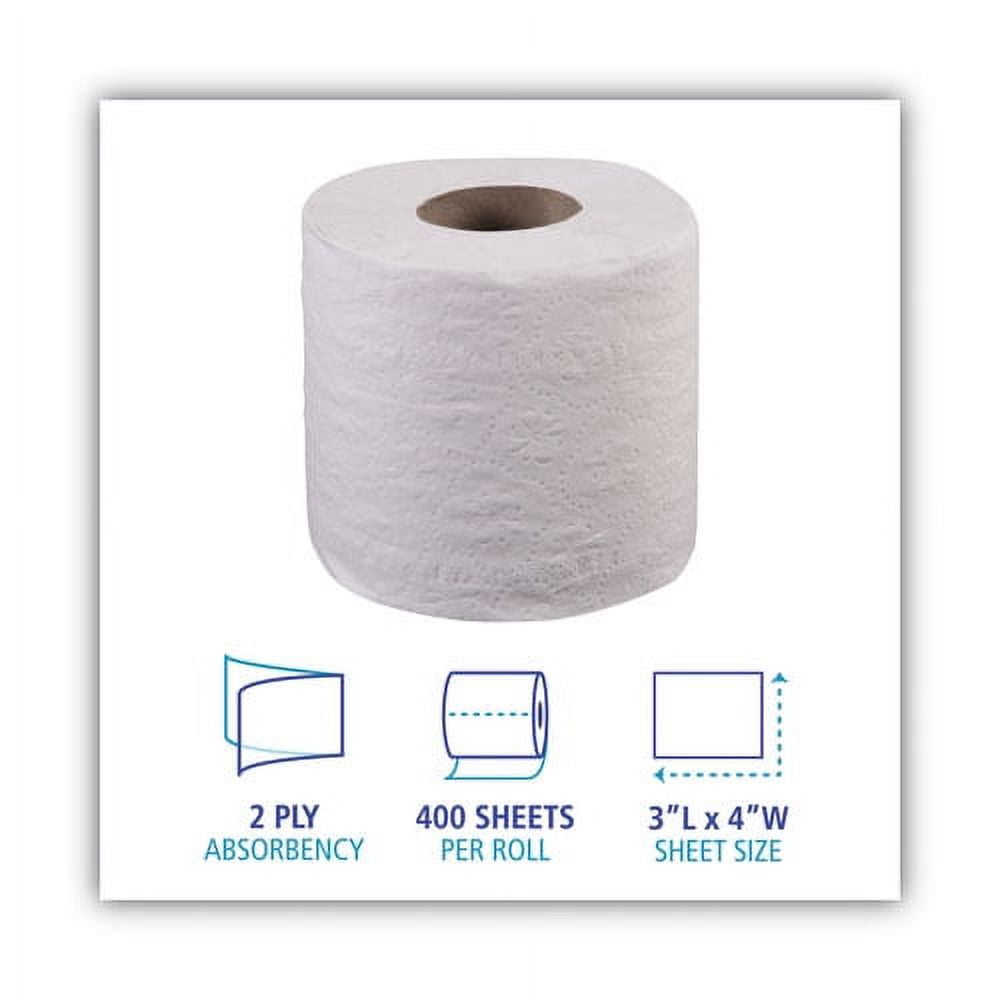 Two-Ply Toilet Tissue, Septic Safe, White, 4 X 3, 400 Sheets/roll, 96 Rolls/carton | Bundle of 2 Cartons