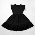 thumbnail image 4 of SUYIDA Teen Girls Dresses 16-18 Round Neck Layer Flutter Sleeve Comfortable Solid Color A Line Midi Dresses Dress for Toddler Kids Black,160, 4 of 4