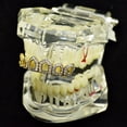 thumbnail image 4 of 14K Gold Plated Grillz CZ Bling Six 6 Open Face Upper Top Teeth Cubic Zirconia Hip Hop Grills, 4 of 5