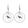 thumbnail image 1 of Sparrow Black And White Animal Earrings Dangle Hoop Jewelry Drop Circle, 1 of 3