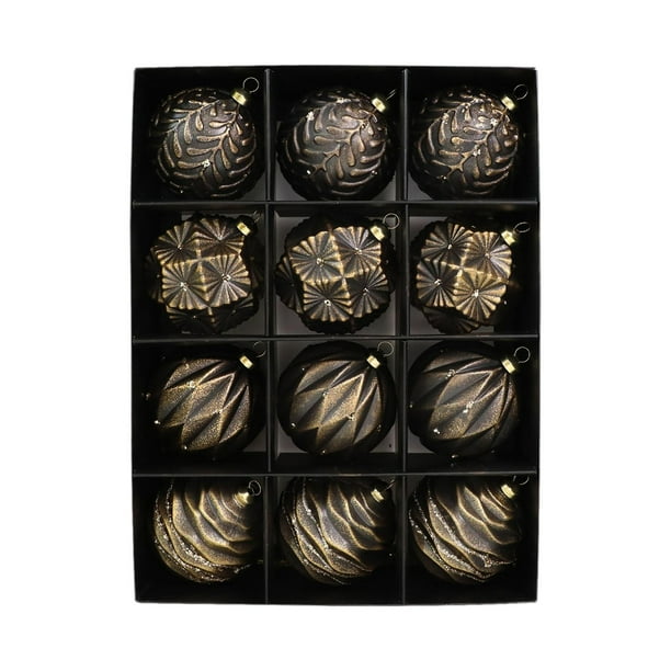 12 bolas navideñas colgantes para árbol de Navidad, diseño retro de PVC. Estilo A