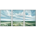 thumbnail image 2 of PixonSign Framed Wall Art Set Pastel Watercolor Sky Countryside Farmland Landscape Canvas Print Nature Wilderness Modern Art Decor Scenic Relax/Calm for Bedroom - 16"x24"x3 Panels White, 2 of 5