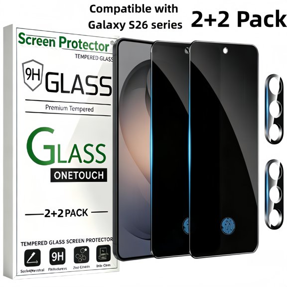 [2   2 Pack] Privacy Screen Protector for Samsung Galaxy S26   Camera Lens Protector, anti-peep Tempered Glass, Case Friendly, Anti-Scratch, Ultra Resistant, No Bubbles, Easy Installation(6.3 inch)