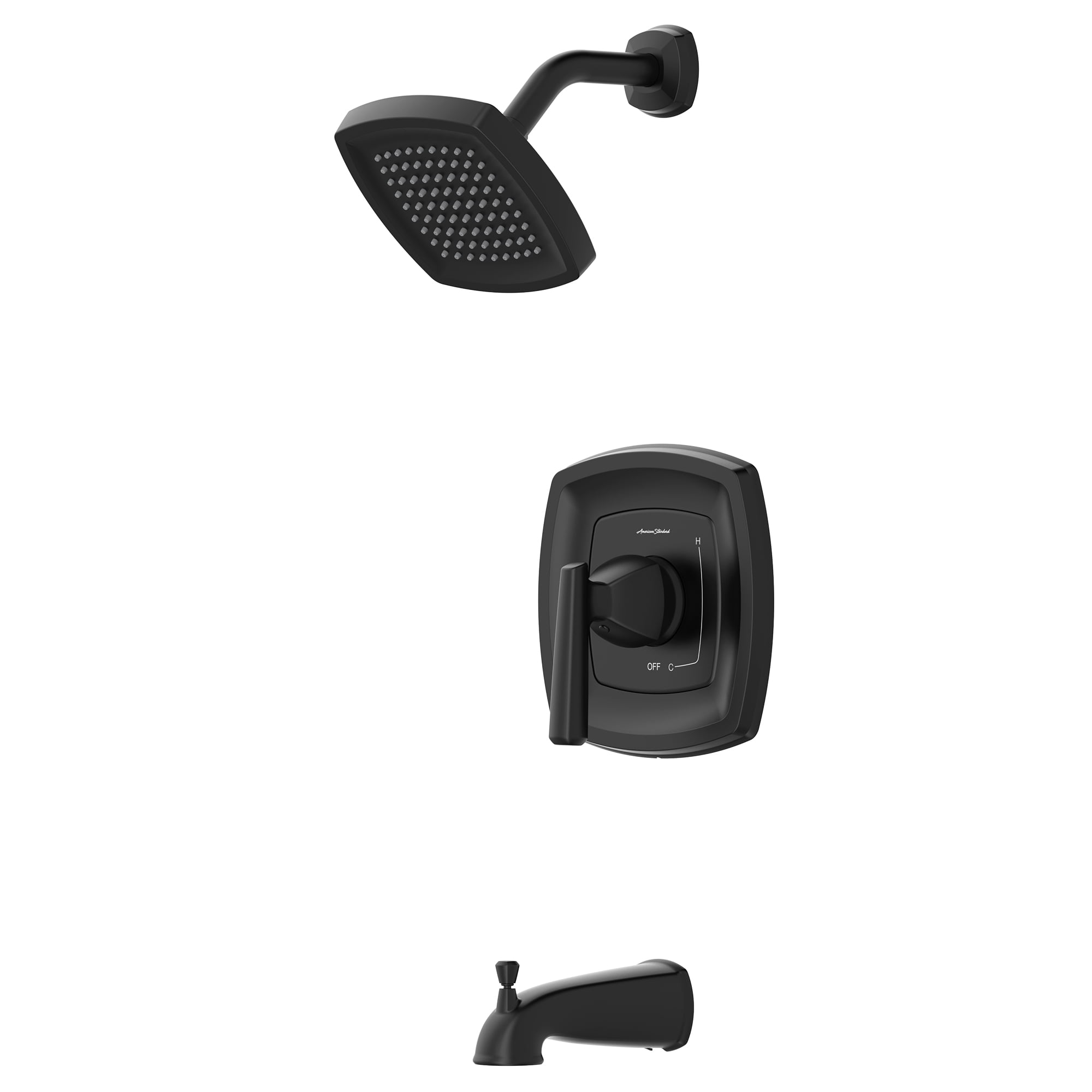 American Standard TU018508.243 Edgemere Bathtub Faucet and Shower Trim Kit with Water Saving Shower Head and Cartridge 1.8 GPM, Matte Black