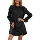 thumbnail image 3 of Vestido De Dama, Cuello Alto Con Adorno De Volantes, Vestido De Otoño Para Mujer, Color Puro Para Vacaciones ANGGREK No, 3 of 6