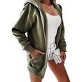 thumbnail image 4 of Dyfzdhu Zip up Hoodies for Women Lined Thickened Long Sleeve Hooded Jacket Fall Winter Solid Sweater Army Green, 4 of 5