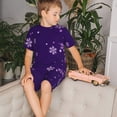 thumbnail image 4 of KLL Ensemble de Pyjama à Manches Courtes Imprimé Flocon de Neige Violet Cristal pour Enfants, Ensemble de Pyjama Doux pour Garçons et Filles-4TG, 4 of 6