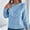 Blue, variant on Ofreoo Women's Fashion New Winter Casual Round Neck Elegant Solid Color Ruffled Long Sleeve Pullover Sweater