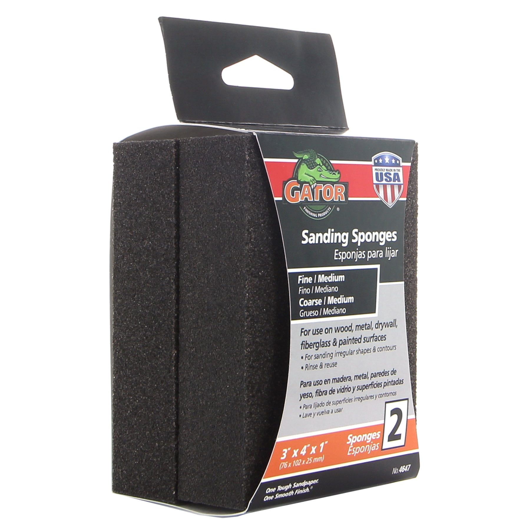 Gator 3"x 4"x 1" Fine & Medium Coarse MultiSurface Sanding Sponges, 2