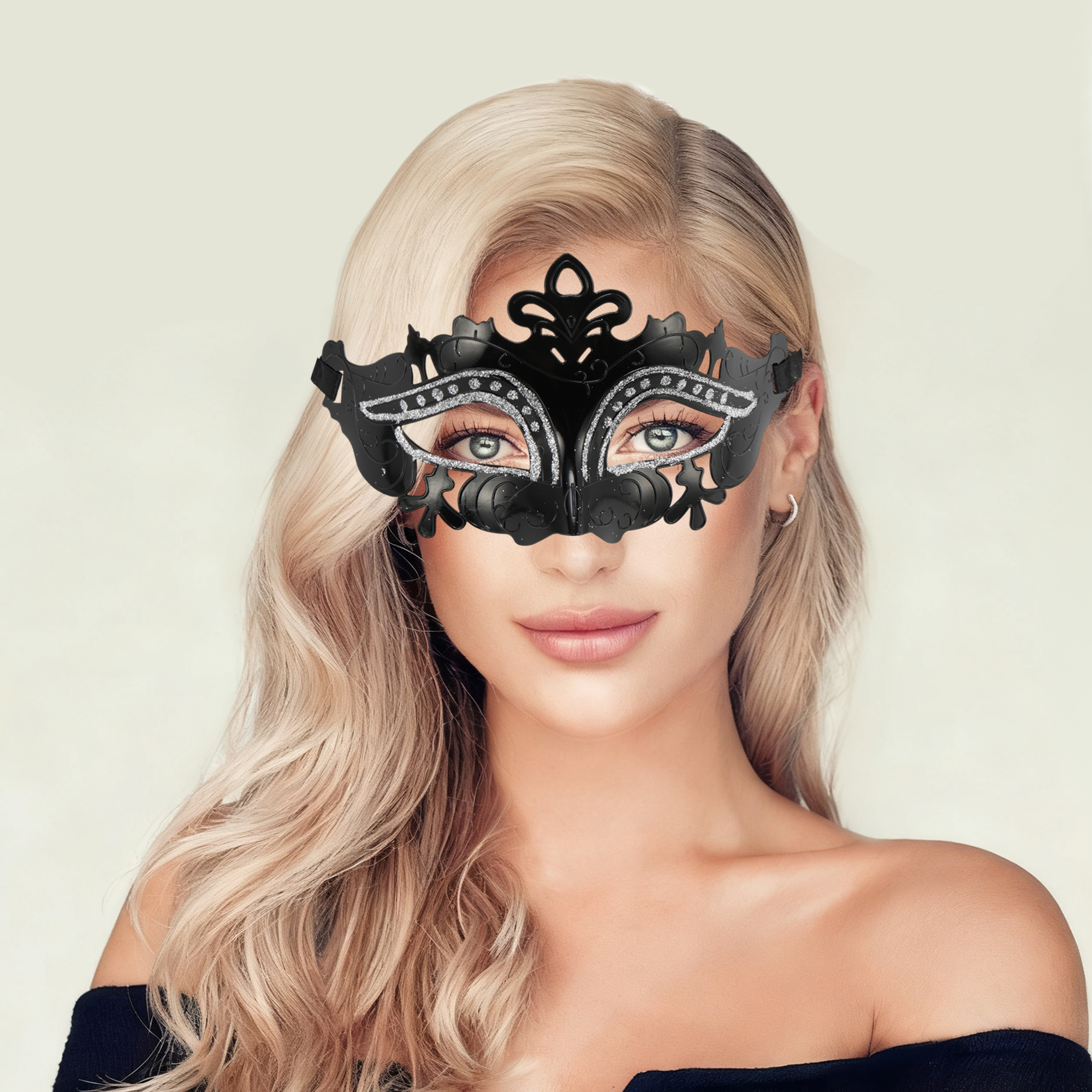 Unique Bargains 1 Pack Electroplated Half-face Party Mask for Masquerade Black