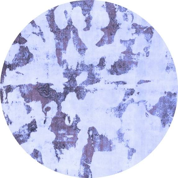 Ahgly Company Machine Washable Indoor Round Abstract Blue Modern Area Rugs, 7' Round