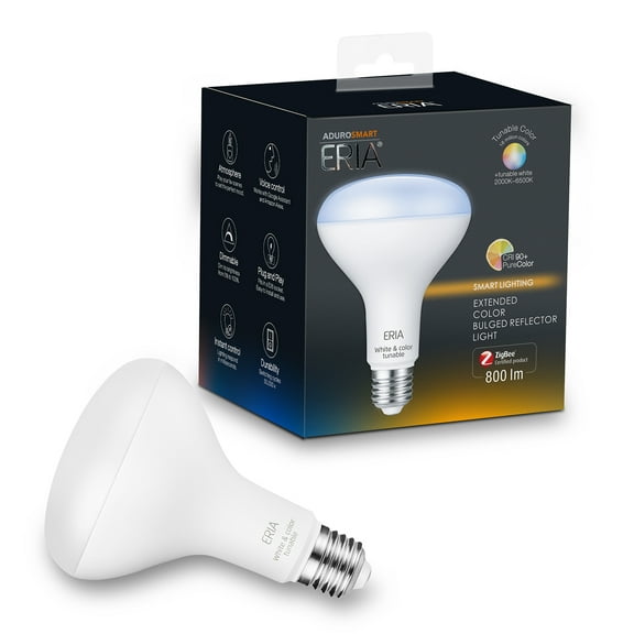 AduroSmart ERIA Colors and White Shades Smart BR30 Light Bulb CRI 90 , 65W Equivalent, Hub Required