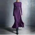 thumbnail image 2 of Vestido de Manga Larga para las Mujeres Invierno Casual Delgado Bodycon Cuello Redondo Largo Maxi Fiesta Boda, 2 of 5