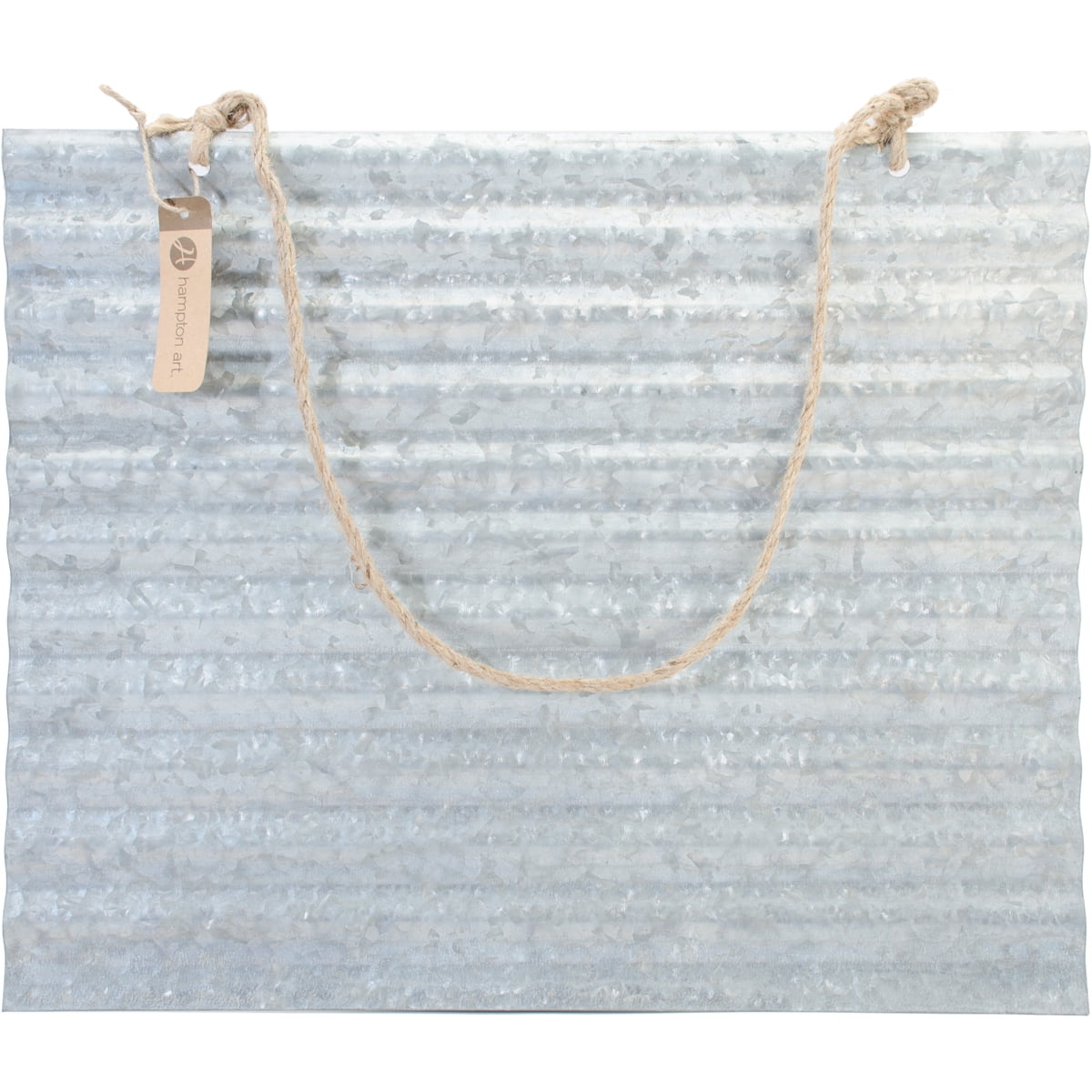 Hampton Art Silver Galvanized Corrugated Pallet with Jute Hanger, Size: 16'x20'