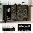 thumbnail image 4 of HLR 48"W Vintage Wood 4 Doors Sideboard Buffet Cabinet with Storage for Living Room, Credenza Black., 4 of 7