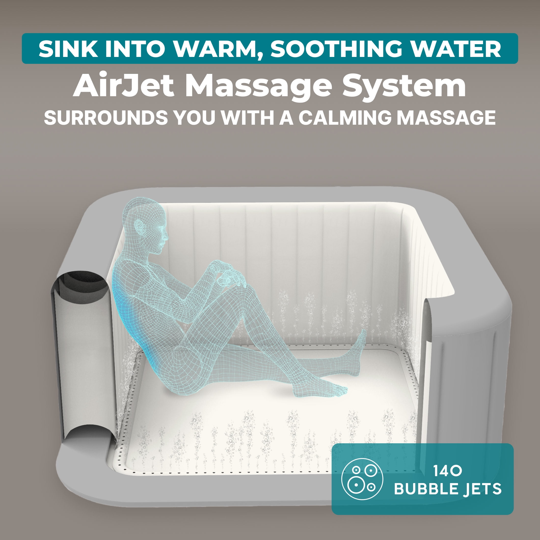 Bestway SaluSpa Hot Springs Energy-Efficient Smart AirJet 4-6 Person Inflatable Hot Tub with App-Control