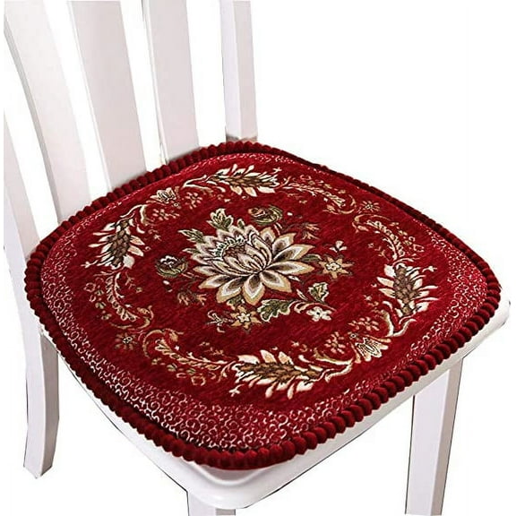 Xiao Hua European style floral cushion with tie, washable, dining room, living room, kitchen, office (red)