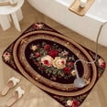 thumbnail image 3 of 1pc Floral Oval Pattern Absorbent Non-Slip Bathroom Thickened Flannel Rug Decor,Soft,Quick Drying,Suitable For Indoor/outdoor Use,Bathrooms,Bedrooms,Kitchens,Terrace,Laundry Rooms,16"x24", 3 of 9