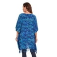 thumbnail image 5 of Beautybatik Cobalt blue Batik Caftan Boho Hippie Women Tunic Top Blouse Plus Size 3X, 5 of 5