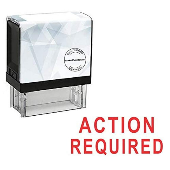StampExpression - Action Required Two Lines Office Self Inking Rubber Stamp - Red Ink (A-5857)