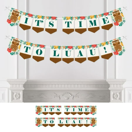 Big Dot of Happiness Tropical Luau - Hawaiian Beach Party Bunting Banner - Party Decorations - It’s Time To Luau