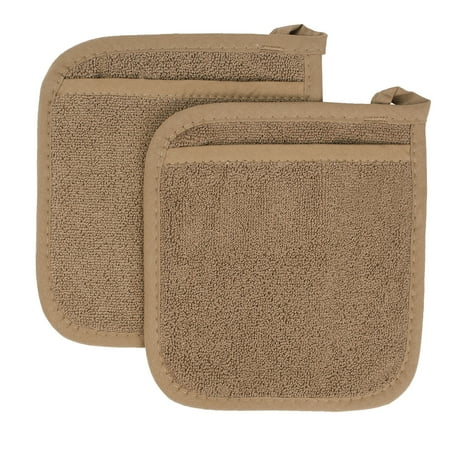 

RITZ Royale Terry Pocket Mitt Set - Pot Holder Set 2-Pack Mocha