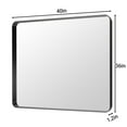 thumbnail image 2 of Noir 40" x 36" Vanity Mirror &ndash; Modern, Elegant, Rectangular Wall Mirror with Tempered Glass, Shatterproof, Rust-Resistant, Matte Black Frame for Bathroom, Living Room & Hallway, 2 of 10