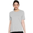 thumbnail image 2 of eloria Women's T-Shirt Round Neck Solid Color Plain Half Sleeve T-Shirt Color: Grey | Size: S, 2 of 7