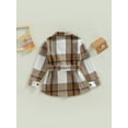 thumbnail image 4 of Bagilaanoe Girl Plaid Jacket Plaid Long Sleeve Single-Breasted Shacket with Belt 5T 6T 7T 8T 9T 10T Kids Fall Casual Outwear, 4 of 9