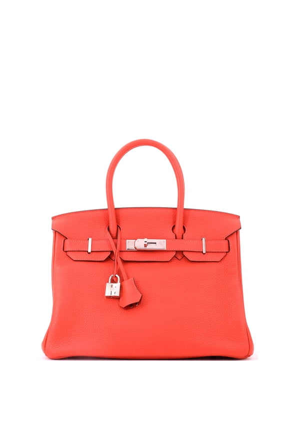 Pre-Owned Birkin Handbag Capucine Togo with Palladium Hardware 30 By Rebag
