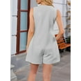 thumbnail image 4 of Women'S Summer Casual Rompers Lace-Up Short Loose Linen Jumpsuit Beach Outfits Travel Vacation Clothes Grey S, 4 of 8