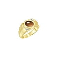 thumbnail image 4 of RYLOS Men's Rings Yellow Gold Plated Silver Cabochone Gemstone & Diamond Designer Smoky Quartz Rings For Men Size 9, 4 of 6