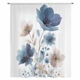 thumbnail image 2 of Navy Blue Floral Sheer Curtains 45 Inches Long, Watercolor Flowers Farmhouse Light Filering Curtains, Breathable Simi Curtain Privacy Drapes for Kitchen Bathroom Lightweight Small Window Treatment, 2 of 9
